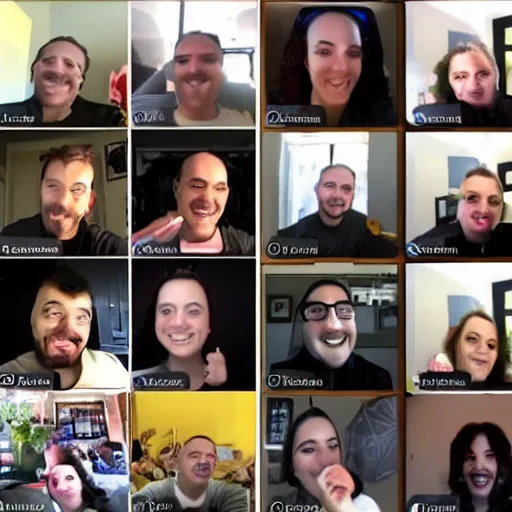 Image similar to a zoom facetime meeting full of pit bulls