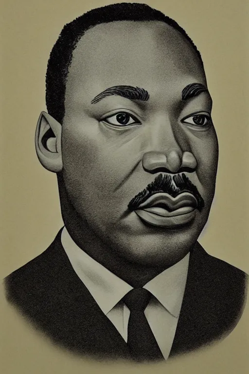 Prompt: ultra realistic Martin Luther King Jr. face portrait in the style of grant wood