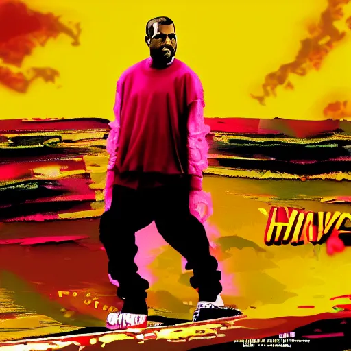 Prompt: Kanye west, splashscreen artwork