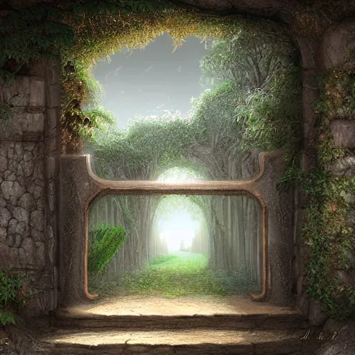 Image similar to beautiful matte painting of entrance to maze