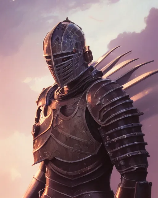 Image similar to highly detailed vfx portrait of a fantasy knight, stephen bliss, unreal engine, greg rutkowski, loish, rhads, beeple, makoto shinkai and lois van baarle, ilya kuvshinov, rossdraws, tom bagshaw, alphonse mucha, global illumination, detailed and intricate environment