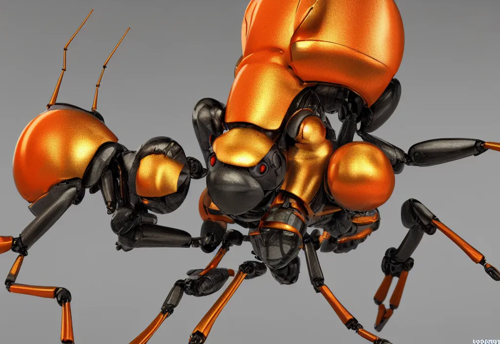 Image similar to a macro closeup of the full body of a single robotic wasp. photorealistic. octane render. highly detailed.