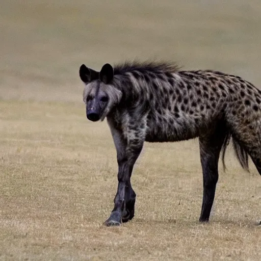 Prompt: photo of a horse hyena hybrid