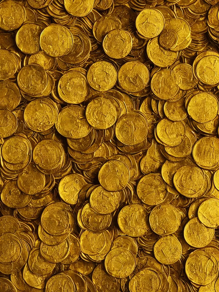 Image similar to piles of golden coins by disney concept artists, blunt borders, rule of thirds, glowing, shiny, sketch