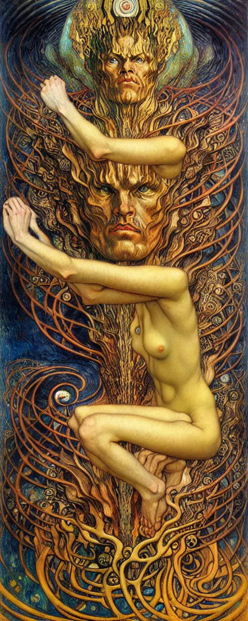 Image similar to Divine Chaos Engine by Karol Bak, Jean Delville, William Blake, Gustav Klimt, and Vincent Van Gogh, symbolist, visionary