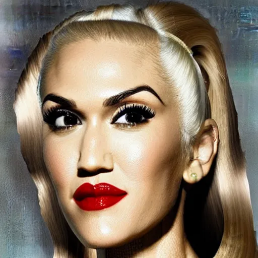 Prompt: Gwen Stefani, head and shoulders portrait, extremely detailed masterpiece, one single continues line.