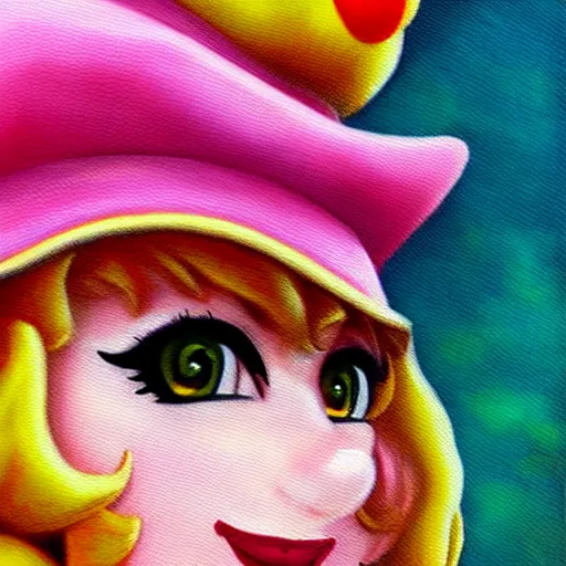 Prompt: portrain painting of princess peach, high detail