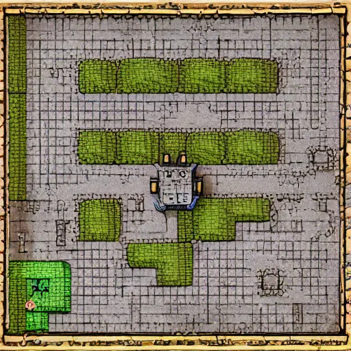 Image similar to overhead map of a roguelike dungeon, d & d map