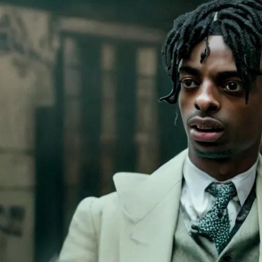 Image similar to playboi carti in peaky blinders 4 k the detailed super realistic