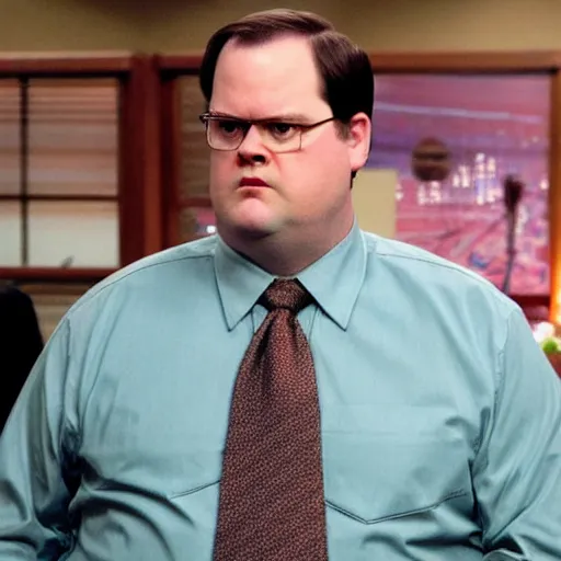 Image similar to dwight schrute pretending to be brian baumgartner