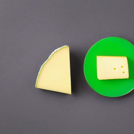 Image similar to a cheese with a green participation badge, stock art, 8K