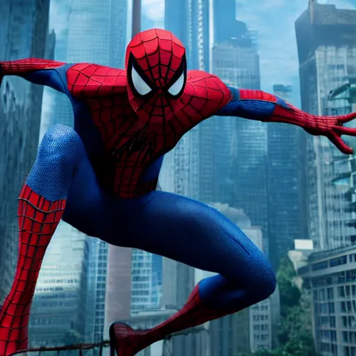 Prompt: a still of Spiderman in jurassic world, cinematic shot, cinematic lighting, 4k HD