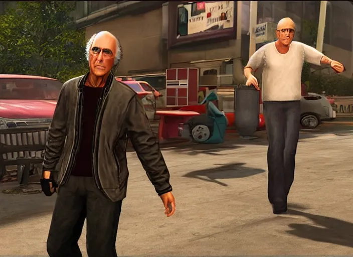 Prompt: video game still of larry david in the video game sleeping dogs,