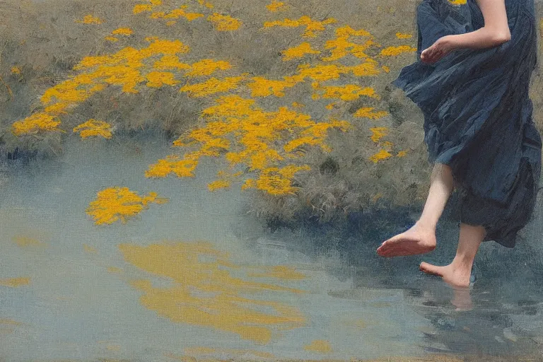 Prompt: wind, fabric with koi - pattern blowing in the wind, sunlight, no person, jeremy lipking, joseph todorovitch