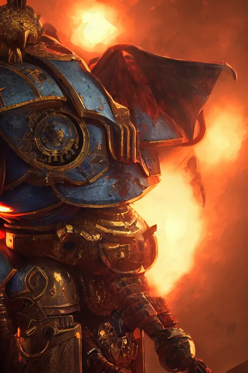 Image similar to armor portrait heros warhammer 4 0 k horus heresy fanart - the primarchs emperor by johannes helgeson animated with vfx concept artist & illustrator global illumination ray tracing hdr fanart arstation zbrush central hardmesh 8 k octane renderer comics stylized