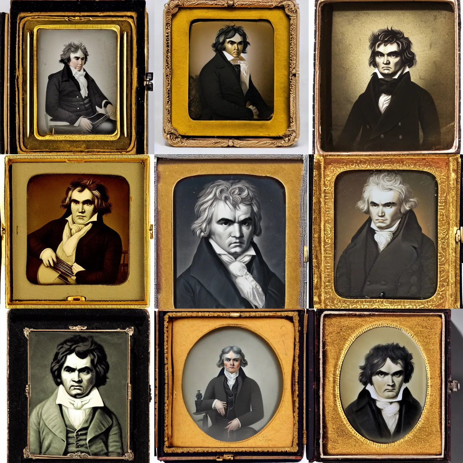 Prompt: daguerreotype of beethoven