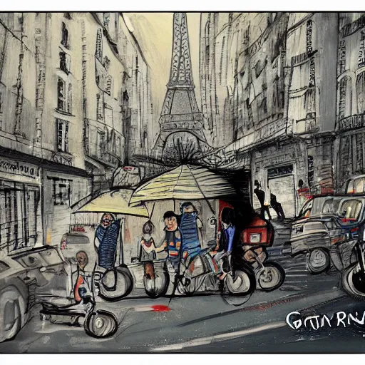 Prompt: paris burning, trending on art station, greg rutowski,