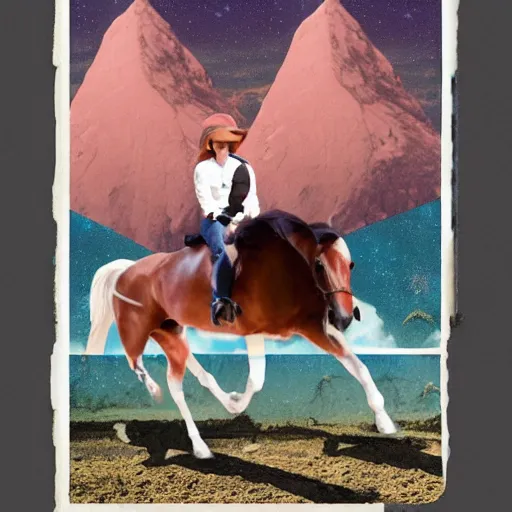 Image similar to woman on horse collage by jesse treece