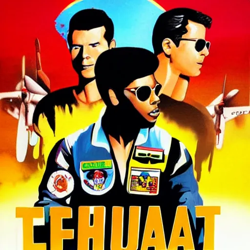 Image similar to ghana movie poster for top gun, painted