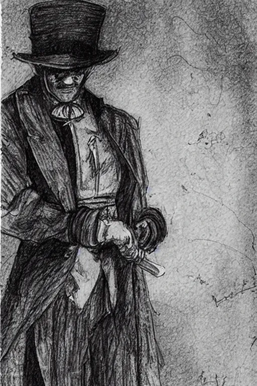 Image similar to a technical sketch of jack the ripper