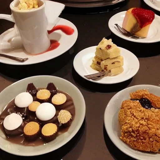 Prompt: <picture quality=hd+ mode=delicious>A plate of desserts</picture>