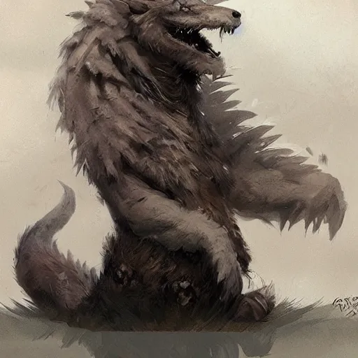 Image similar to furry fluffy floof dragon, by greg rutkowski