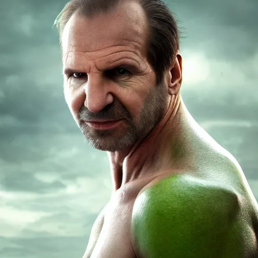 Image similar to if Ralph Fiennes was The Hulk, cinematic, epic, cool, photo realistic, 4k, high detail