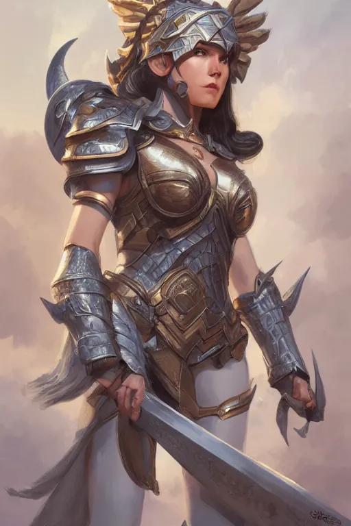 Image similar to amazon valkyrie athena, d & d, fantasy, portrait, highly detailed, headshot, digital painting, trending on artstation, concept art, sharp focus, illustration, art by artgerm and greg rutkowski and magali villeneuve