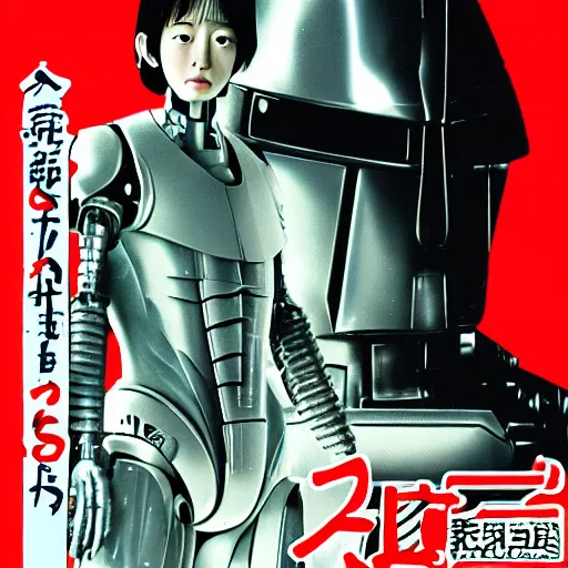 Image similar to japanese horror vhs cover art robocop ai