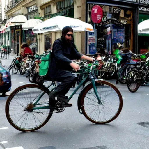 Image similar to cthulhu riding a bike in paris