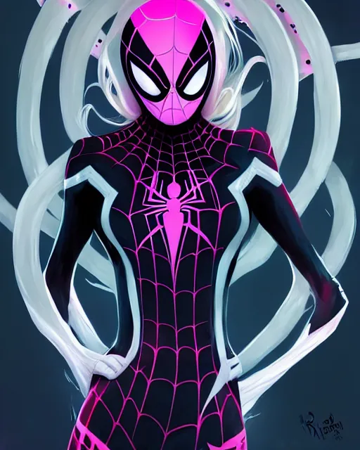 Image similar to Spider-Gwen venom, art by lois van baarle and loish and ross tran and rossdraws and sam yang and samdoesarts and artgerm, digital art, highly detailed, intricate, sharp focus, Trending on Artstation HQ, deviantart, unreal engine 5, 4K UHD image