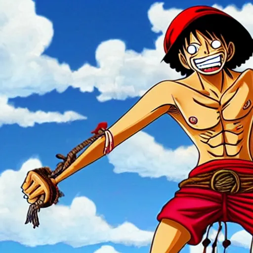 Image similar to Monkey D Luffy with Captain Jack Sparrow's outfit