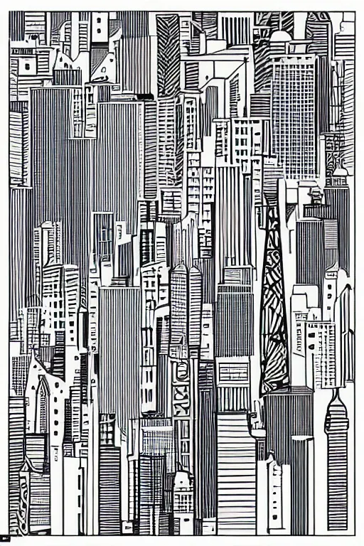 Image similar to minimalist boho style art of a big city, illustration, vector art