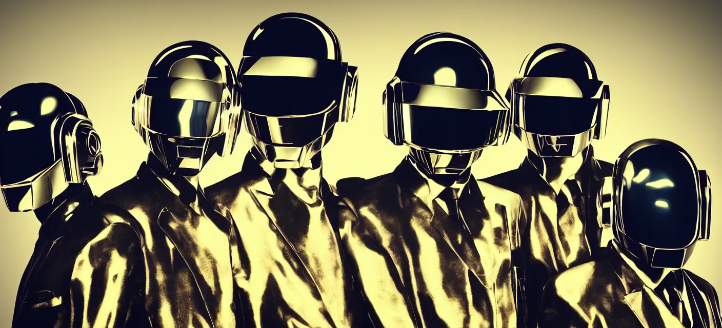 Prompt: daft punk wallpaper, low poly, large,