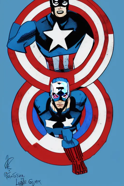 Image similar to Captain America high quality digital painting in the style of Laurie Greasley