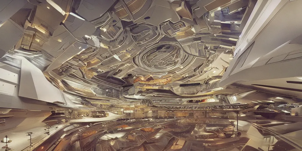 Image similar to futuristic space lab, extreme detail, awe inspiring, by frank lloyd wright
