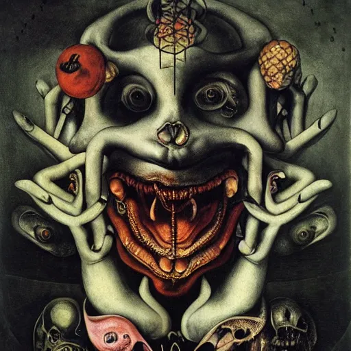 Image similar to post - punk album cover, asymmetrical design, snake, capitalism, magic, apocalypse, psychedelic, black white pastel pink, slightly holographic, magic, giger h. r., giuseppe arcimboldo, peder balke