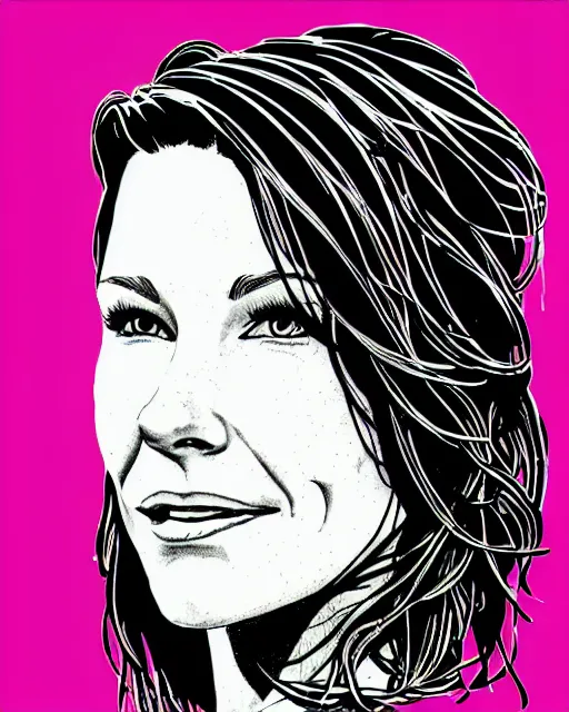 Prompt: portrait of evangeline lilly, stencil, coloring book, line art, simple, low detail