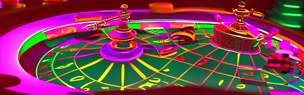 Prompt: web illustration of a casino wheel seen from top in a neon style