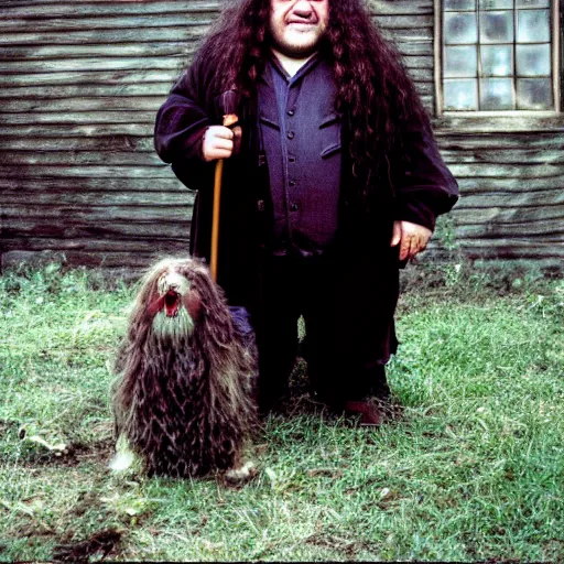 Prompt: Danny Devito as Hagrid, 35mm film