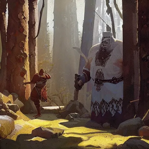 Image similar to slavic orcs, woodlands, orthodox, magic the gathering artwork, d & d, fantasy, art by nicholas roerich and greg rutkowski and craig mullins