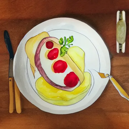 Image similar to cheese, watercolor food illustration, instagram # foodillustration