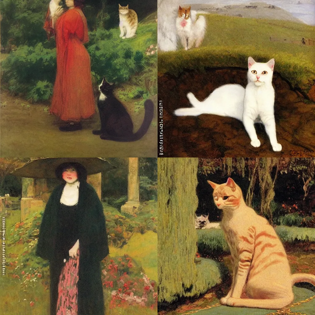 Prompt: a portrait of a 🐈 in a scenic environment by by edwin austin abbey