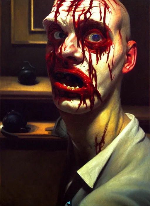 Prompt: he dreams of all the battles won, but fate had left its scars upon his face, depth of field, hauntingly surreal, highly detailed oil painting, by francis bacon, edward hopper, adrian ghenie, glenn brown, soft light, 8 k hd, cinematic composition, cinematic lighting