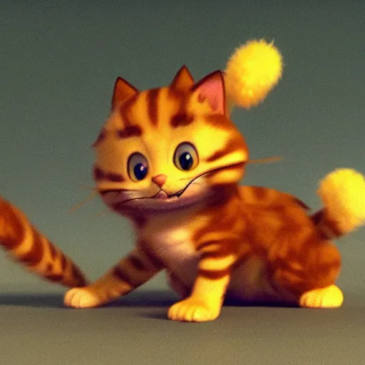 Image similar to garfield the cat as a pokemon, cgi