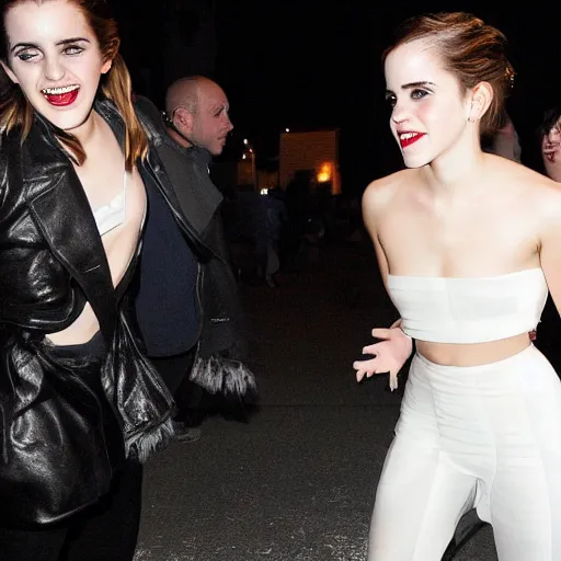 Prompt: emma watson tackling a vampire