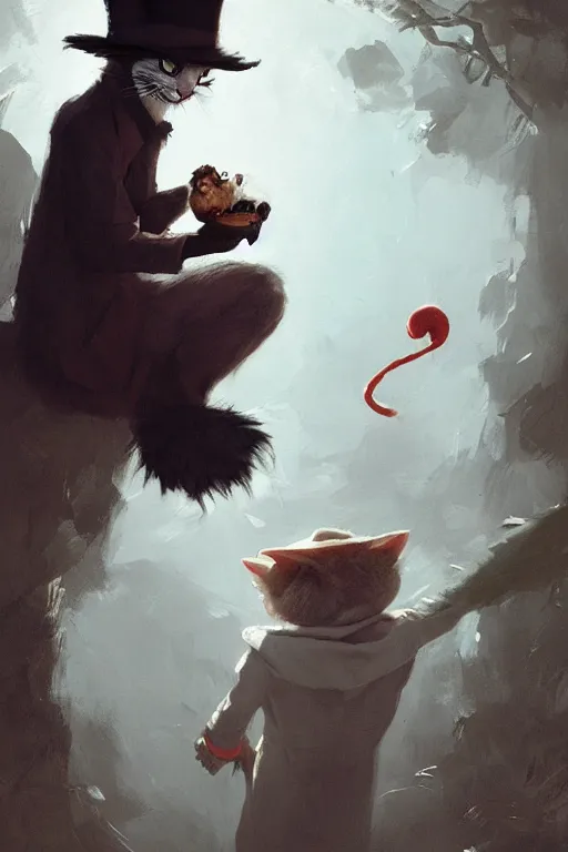 Image similar to the cat in the hat, scary, concept art by greg rutkowski