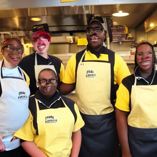 Prompt: wafflehouse employee's