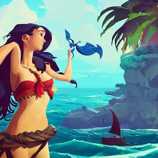 Image similar to jack the pirate mermaid on sea of thieves game avatar hero smooth face median photoshop filter cutout vector, behance hd by jesper ejsing, by rhads, makoto shinkai and lois van baarle, ilya kuvshinov, rossdraws global illumination, illustration, art by ilya kuvshinov and gustav klimt