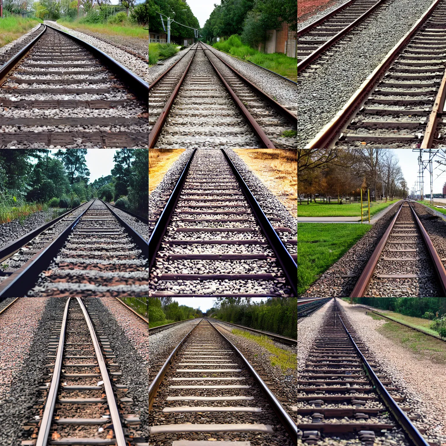 Prompt: Railway tracks going into and through a high school
